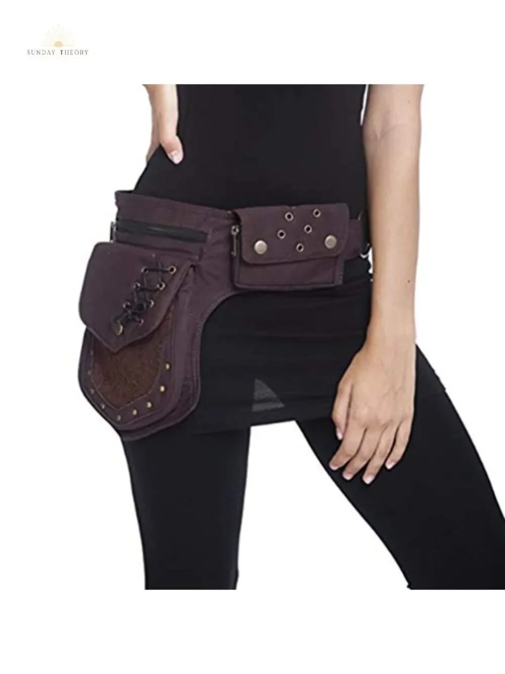 Women's Cotton Lace Waist Bag Fanny Pack with Adjustable Belt